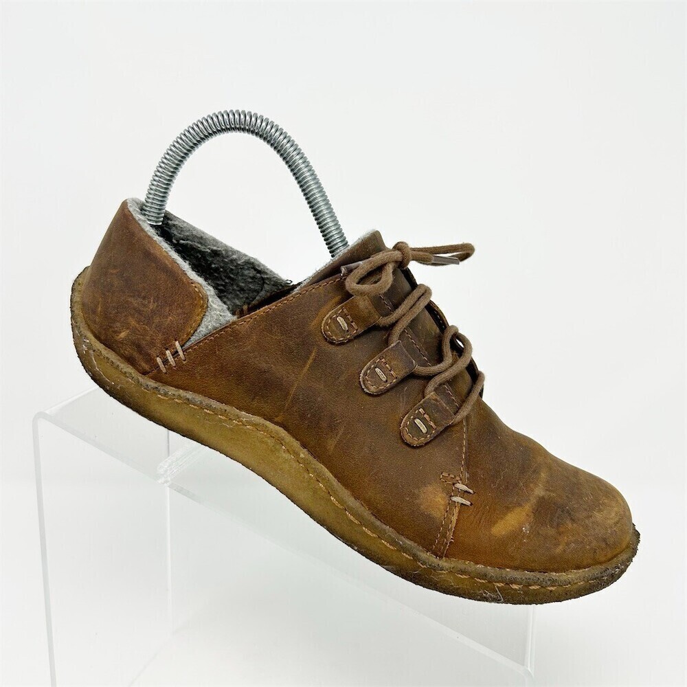 Clarks Originals Womens Oxford Shoes Brown Lace Up Wool Lined Crepe Sole 7.5